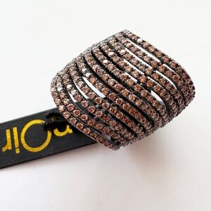 Noir NYC gunmetal spiral crystal ring
